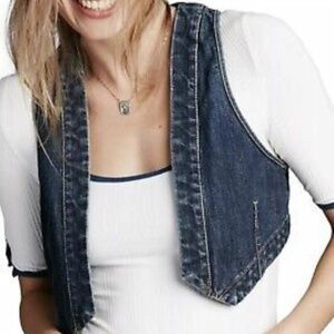 Free People Women's Denim Vest Ecru Size XS Casual NWT